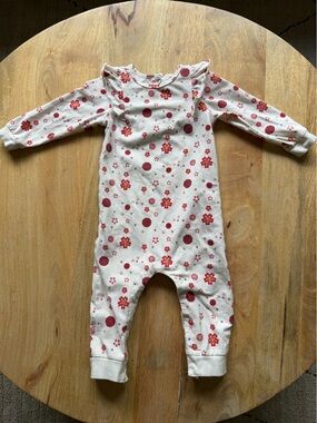 Miles The Label Floral Print One-Piece Playsuit - White with Red Flowers 18 Mont